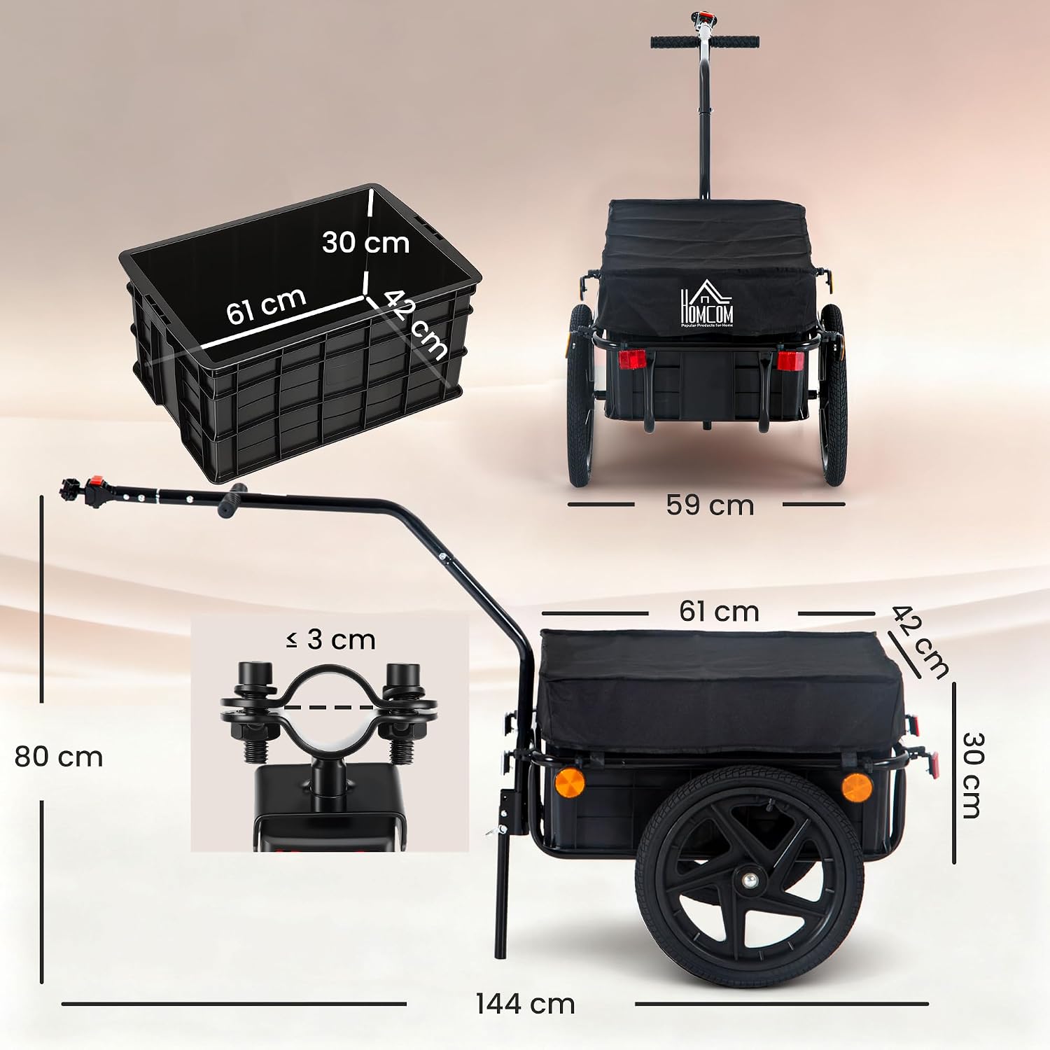 HOMCOM Bicycle Trailer Cargo Jogger Stroller - Image 7