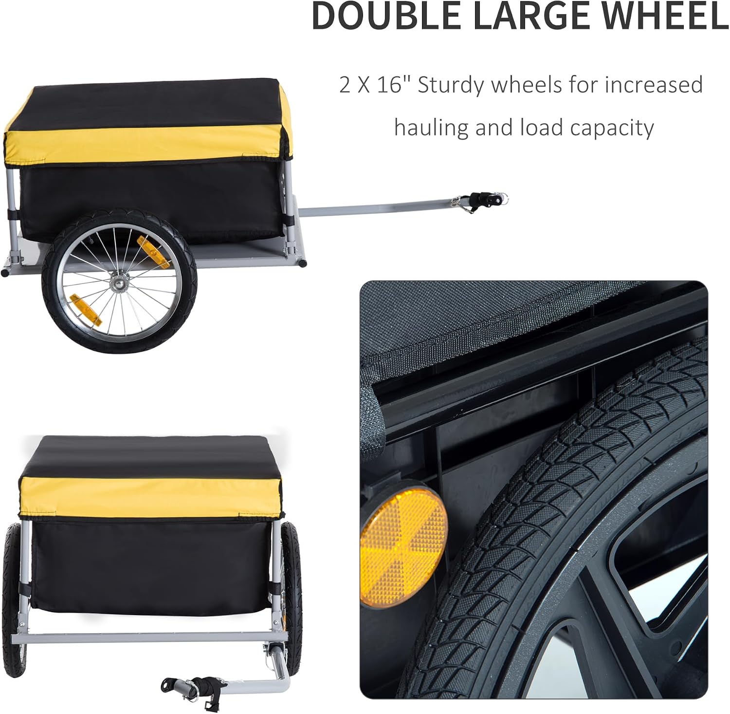 HOMCOM Bicycle Cargo Trailer, Two-Wheel - Image 3