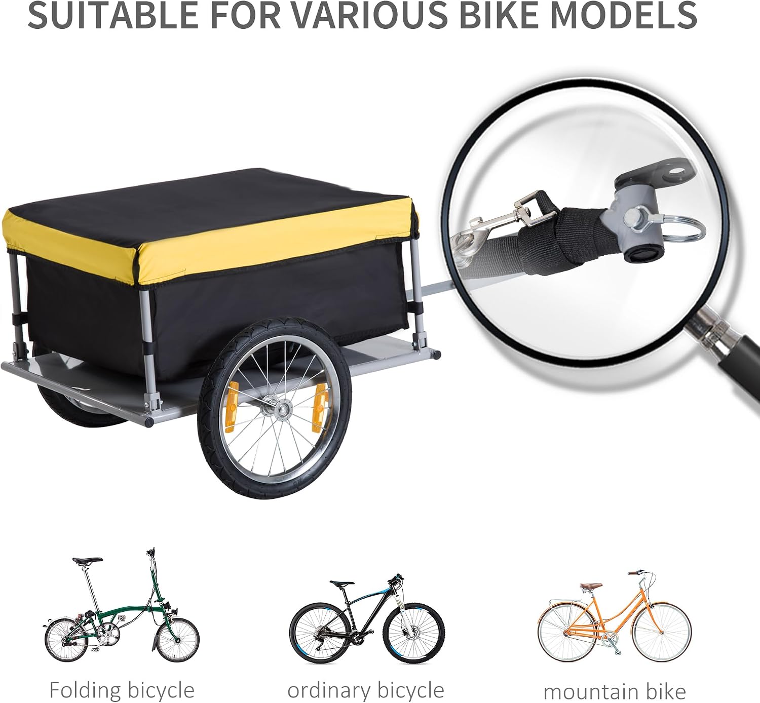 HOMCOM Bicycle Cargo Trailer, Two-Wheel - Image 5