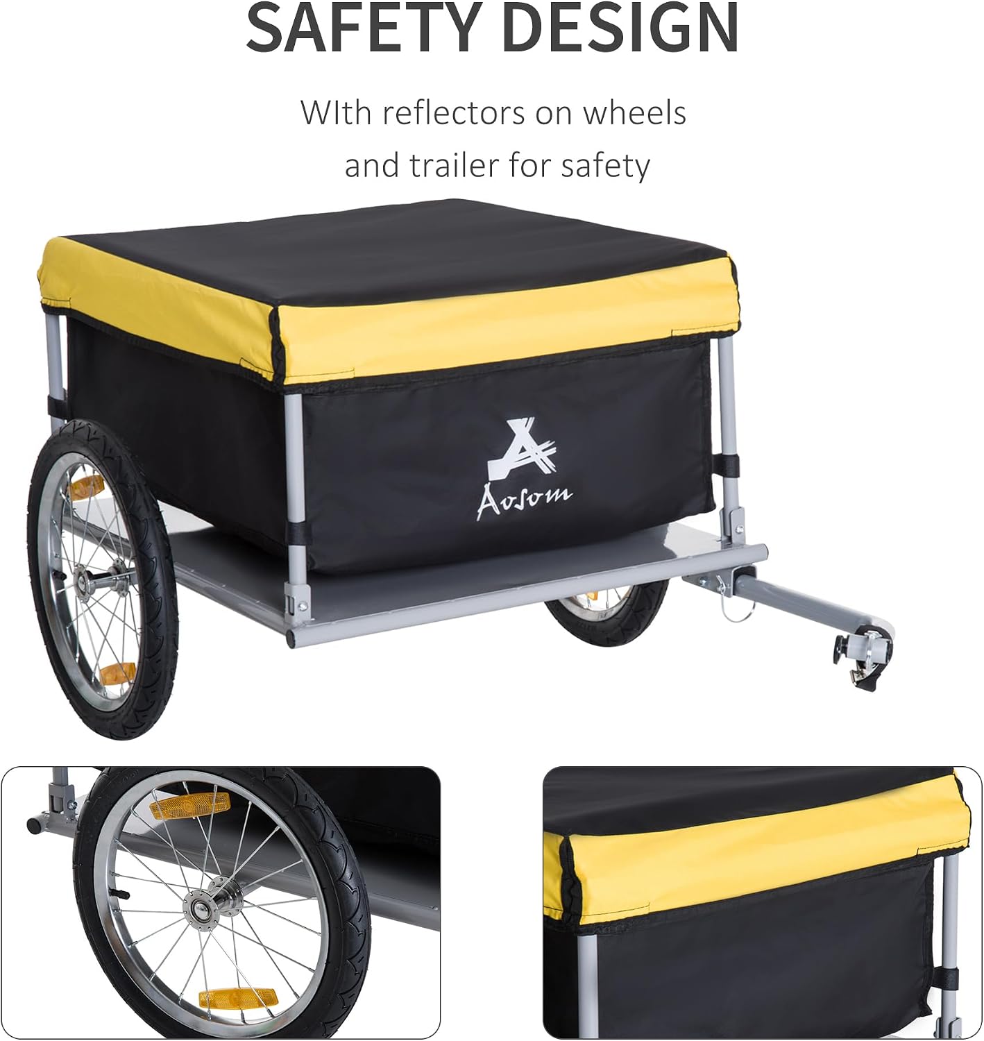 HOMCOM Bicycle Cargo Trailer, Two-Wheel - Image 6