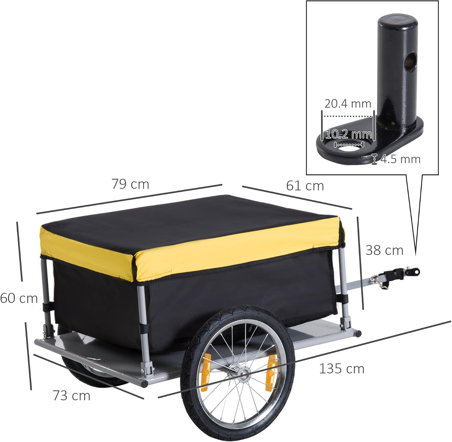 HOMCOM Bicycle Cargo Trailer, Two-Wheel - Image 7
