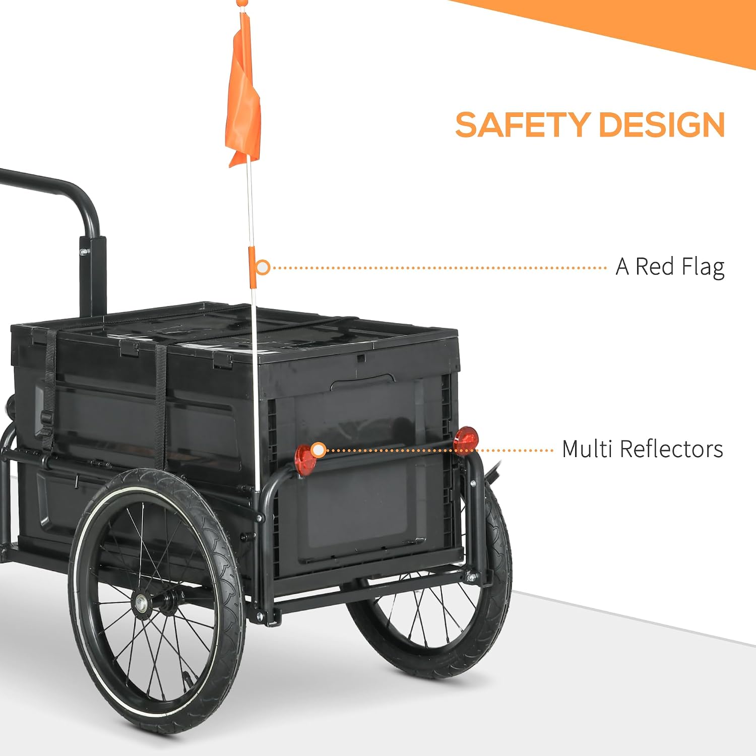 HOMCOM Bike Trailer with 65L Foldable Storage Box - Image 6