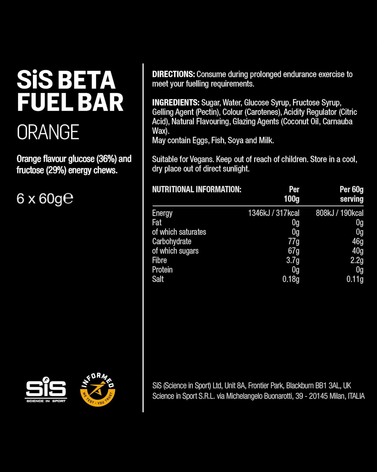 Science in Sport BETA Fuel Chews, Orange - Image 2