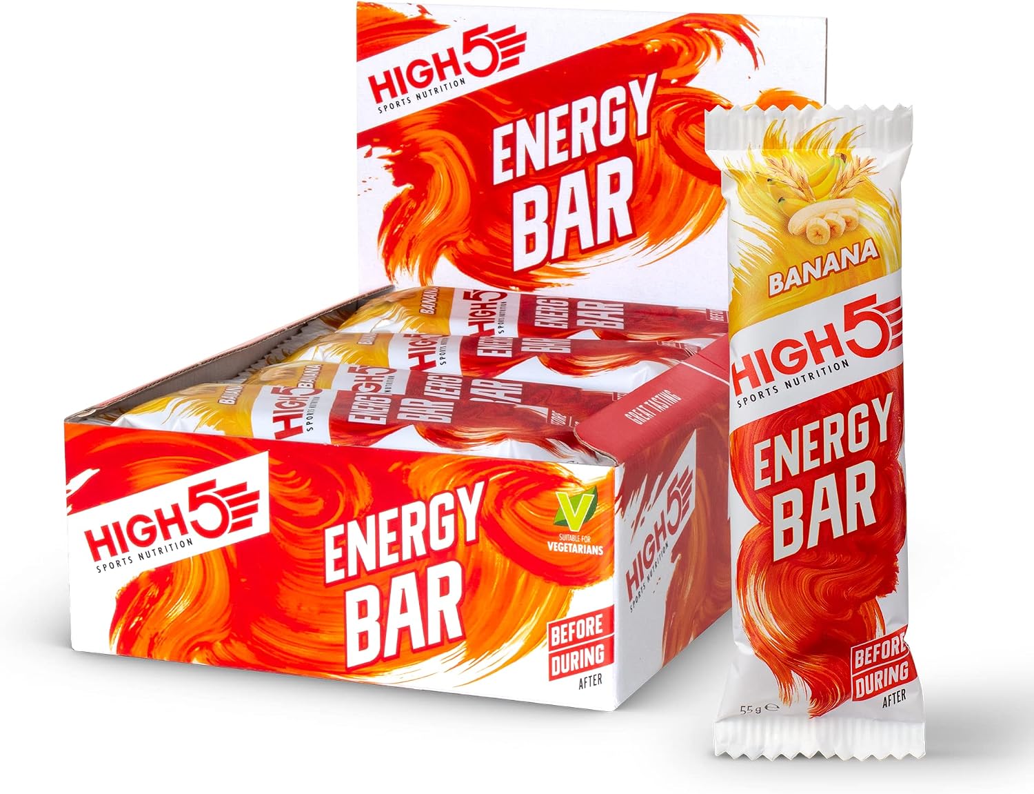 HIGH5 Energy Bars for Running & Cycling, with Real Fruits, Banana, 12 x 55g