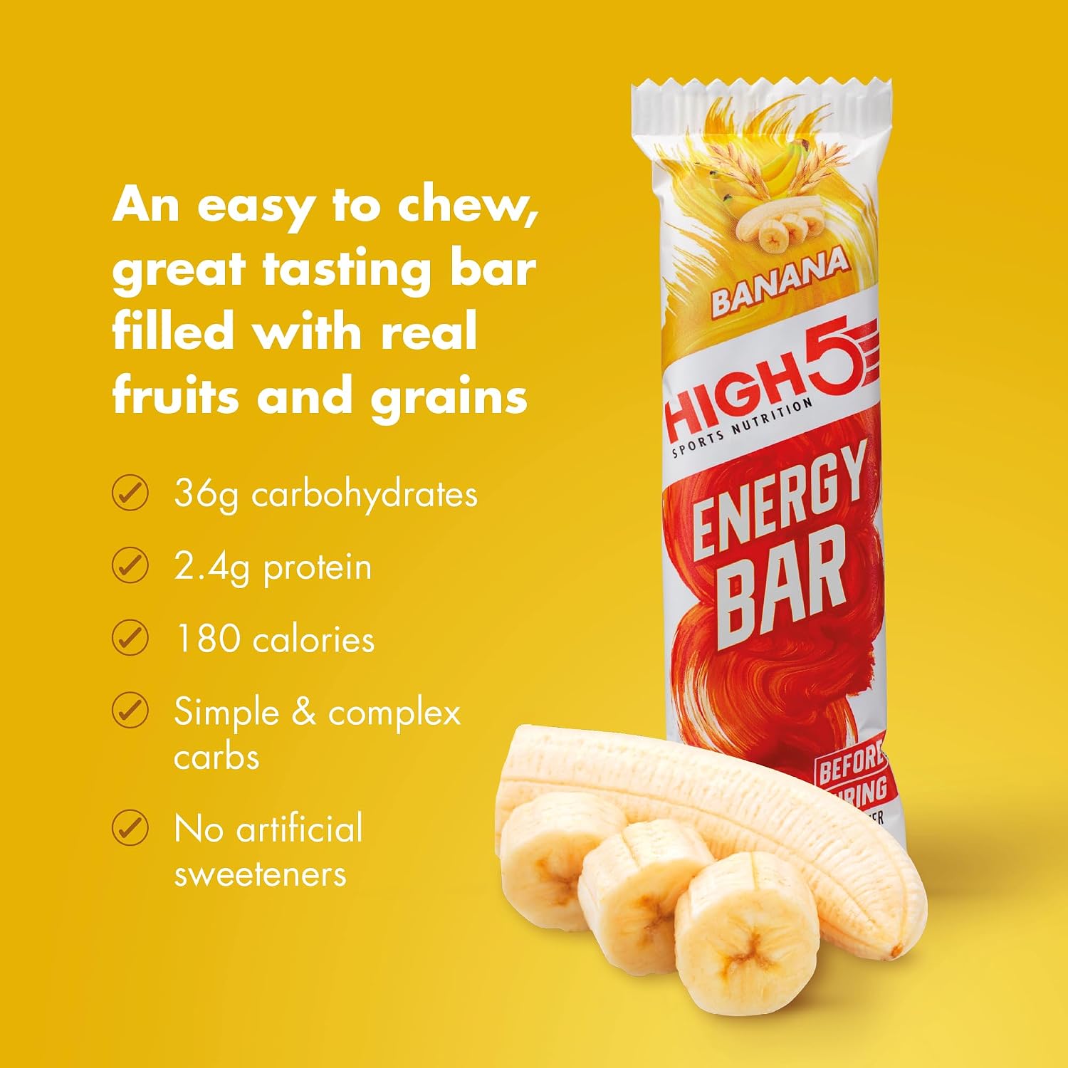 HIGH5 Energy Bars for Cycling, Real Fruits, Banana, 12 x 55g - Image 3
