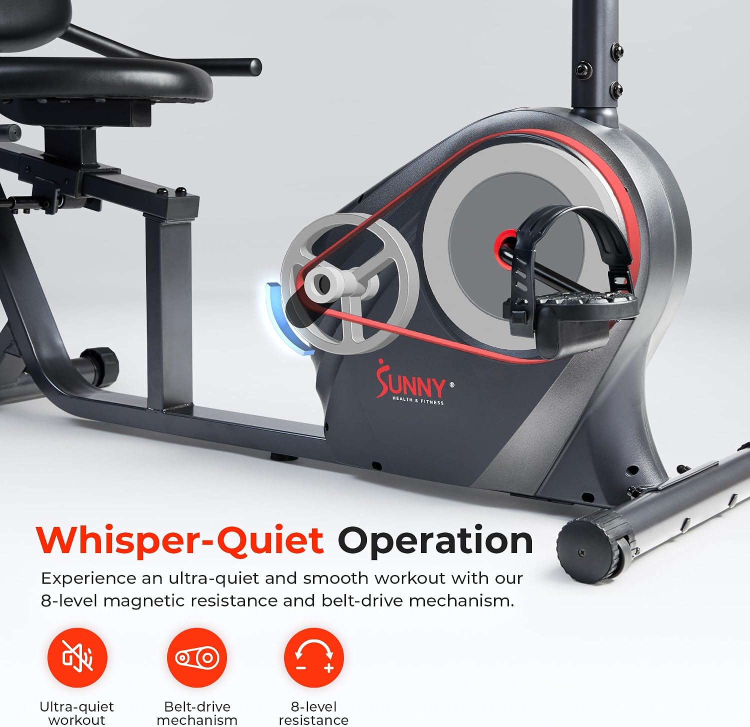 Sunny Health & Fitness Smart Recumbent Exercise Bike - Image 3