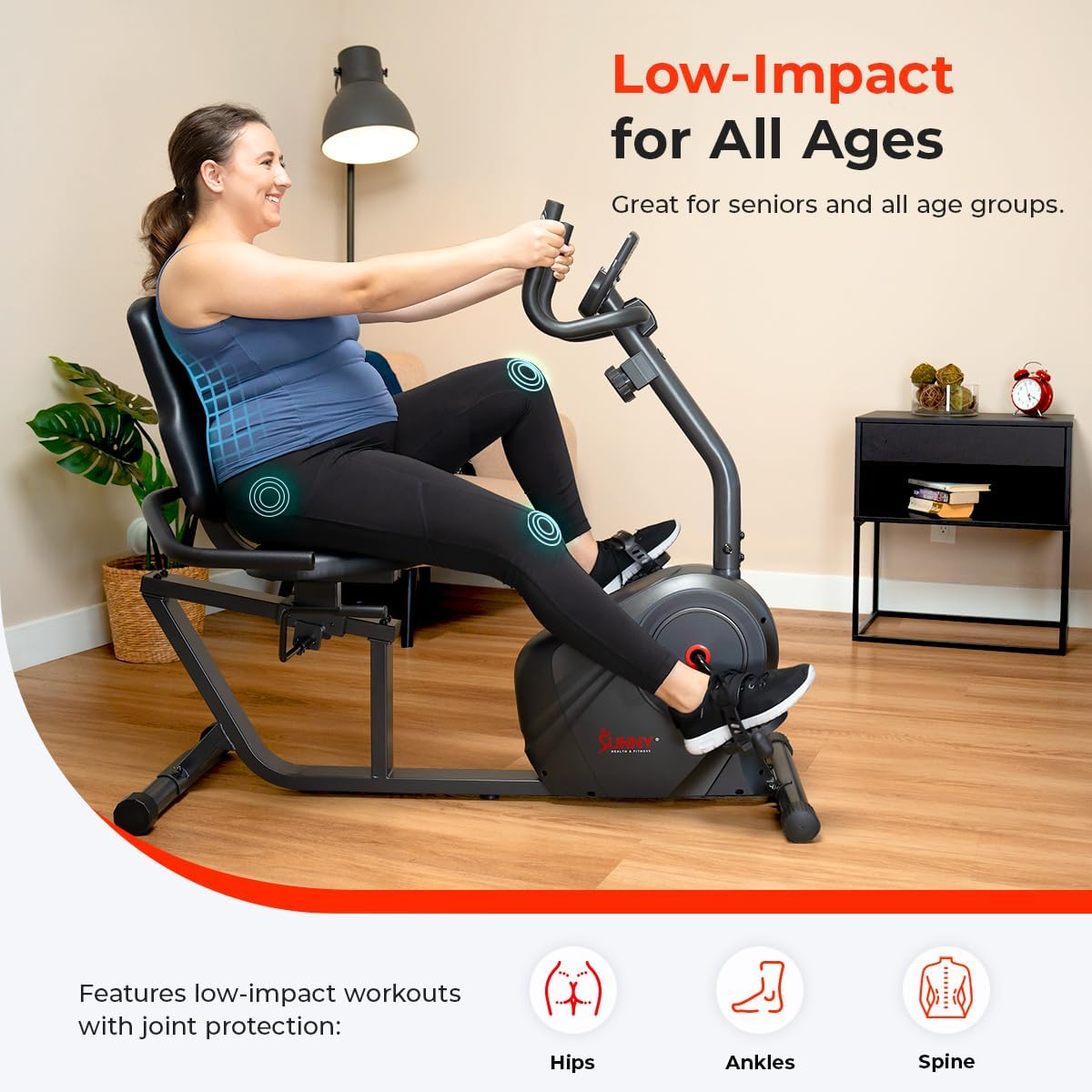 Sunny Health & Fitness Smart Recumbent Exercise Bike - Image 5