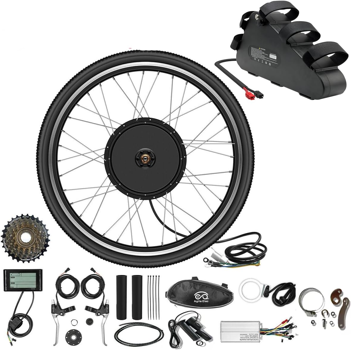 48V 26inch 27.5inch 29inch 30A Controller Rear wheel eBikes Conversion Kit Hub Motor and 48V 20Ah Triangle Battery, Electric Bicycle Motor, Bike Bicycle Conversion Tool Kit