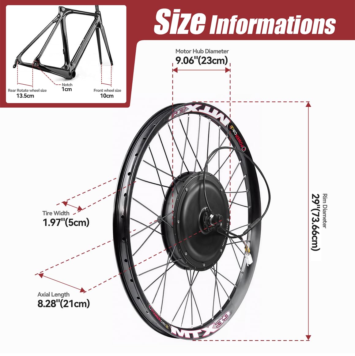 48V 29inch 30A Controller MTX Rim Rear Wheel E-Bike Motor - Image 4