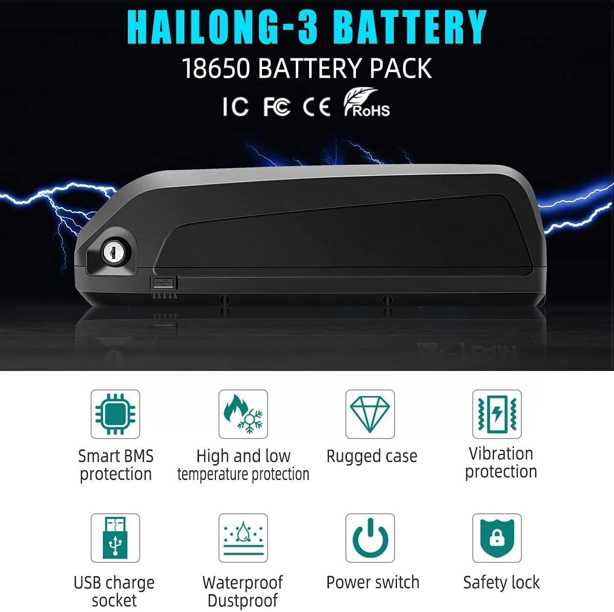 R TEAM Ebike Battery 48v 13AH with Charger - Image 3
