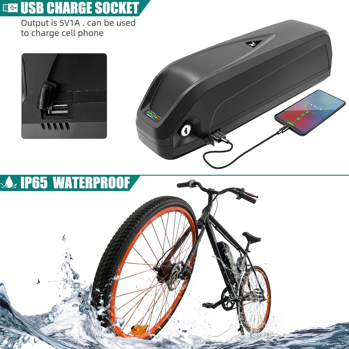 R TEAM Ebike Battery 48v 13AH with Charger - Image 4