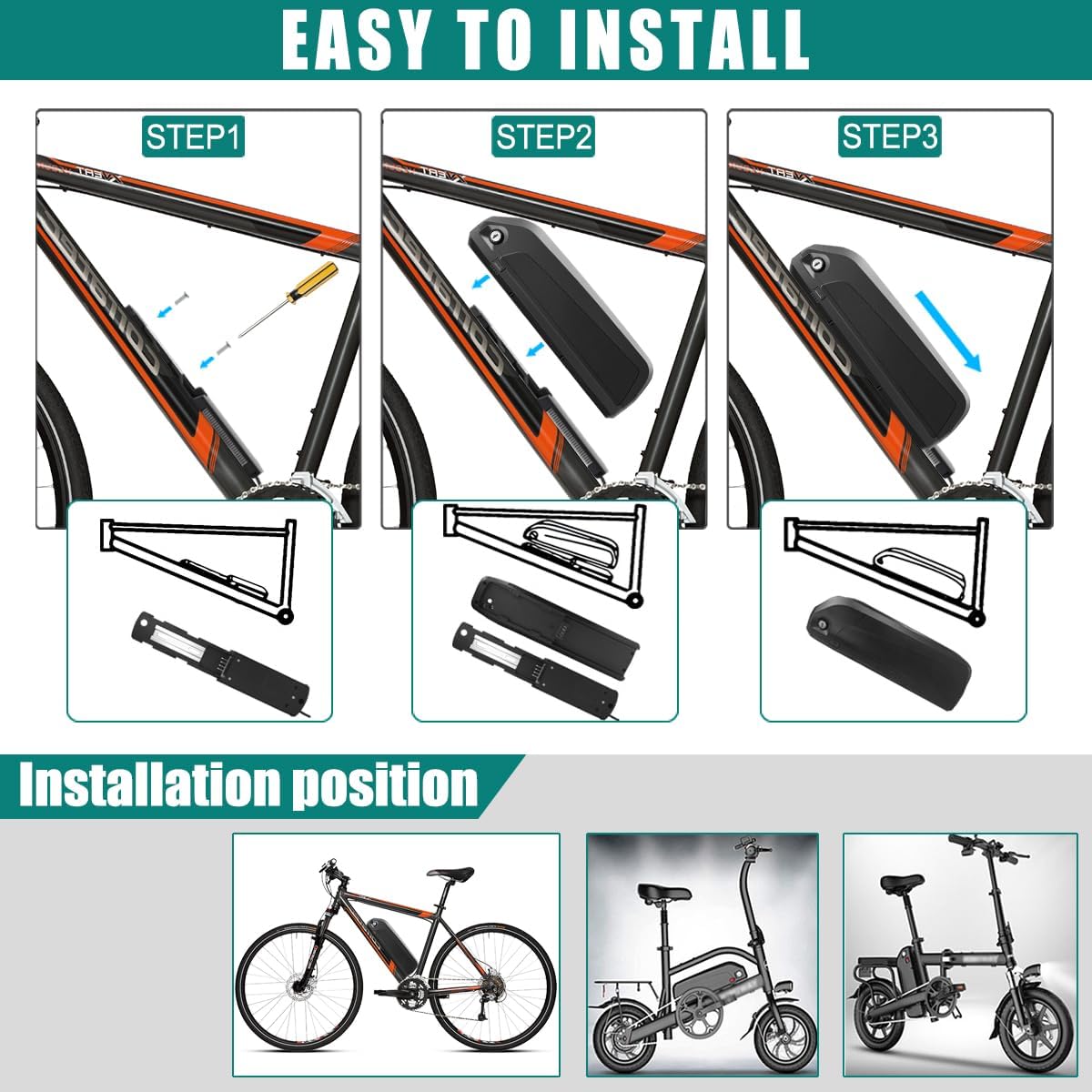 R TEAM Ebike Battery 48v 13AH with Charger - Image 5