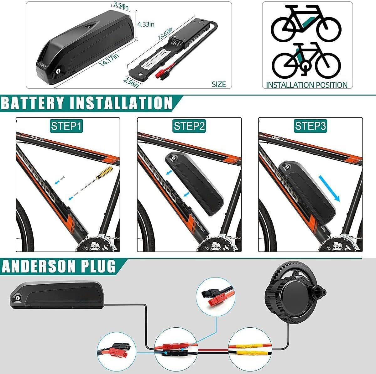 R TEAM Ebike Battery 48v 13AH with Charger - Image 6