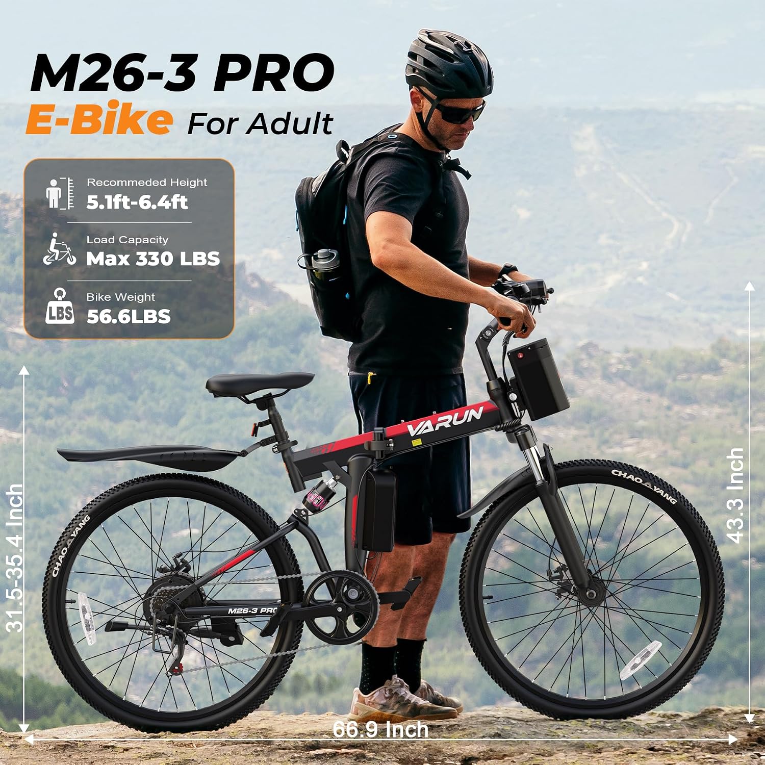 VARUN 26'' Folding Electric Bike, 48V Removable Battery - Image 7