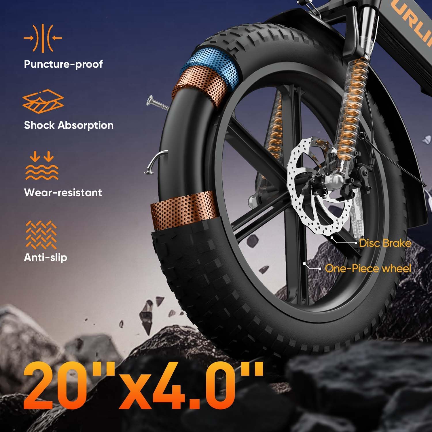 URLIFE Folding Electric Bike, 20 * 4.0 Inch Fat Tire E-Bike - Image 5