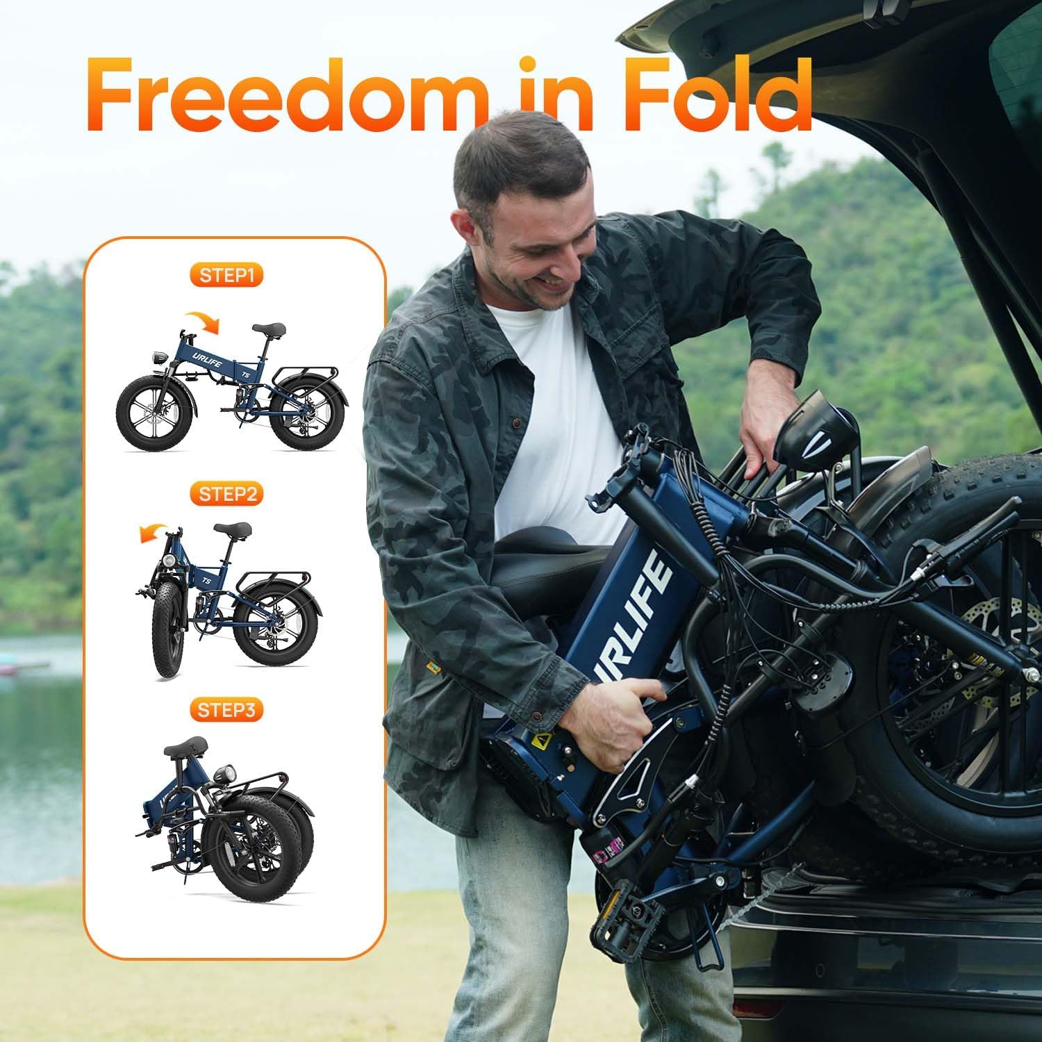 URLIFE Folding Electric Bike, 20 * 4.0 Inch Fat Tire E-Bike - Image 8