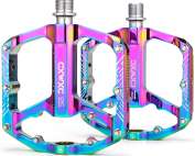CXWXC Bicycle Pedals with Reflectors 9/16 Inch CNC Aluminium MTB Pedals Lightweight Non-Slip for Mountain Bike, City Bike, Road Bike