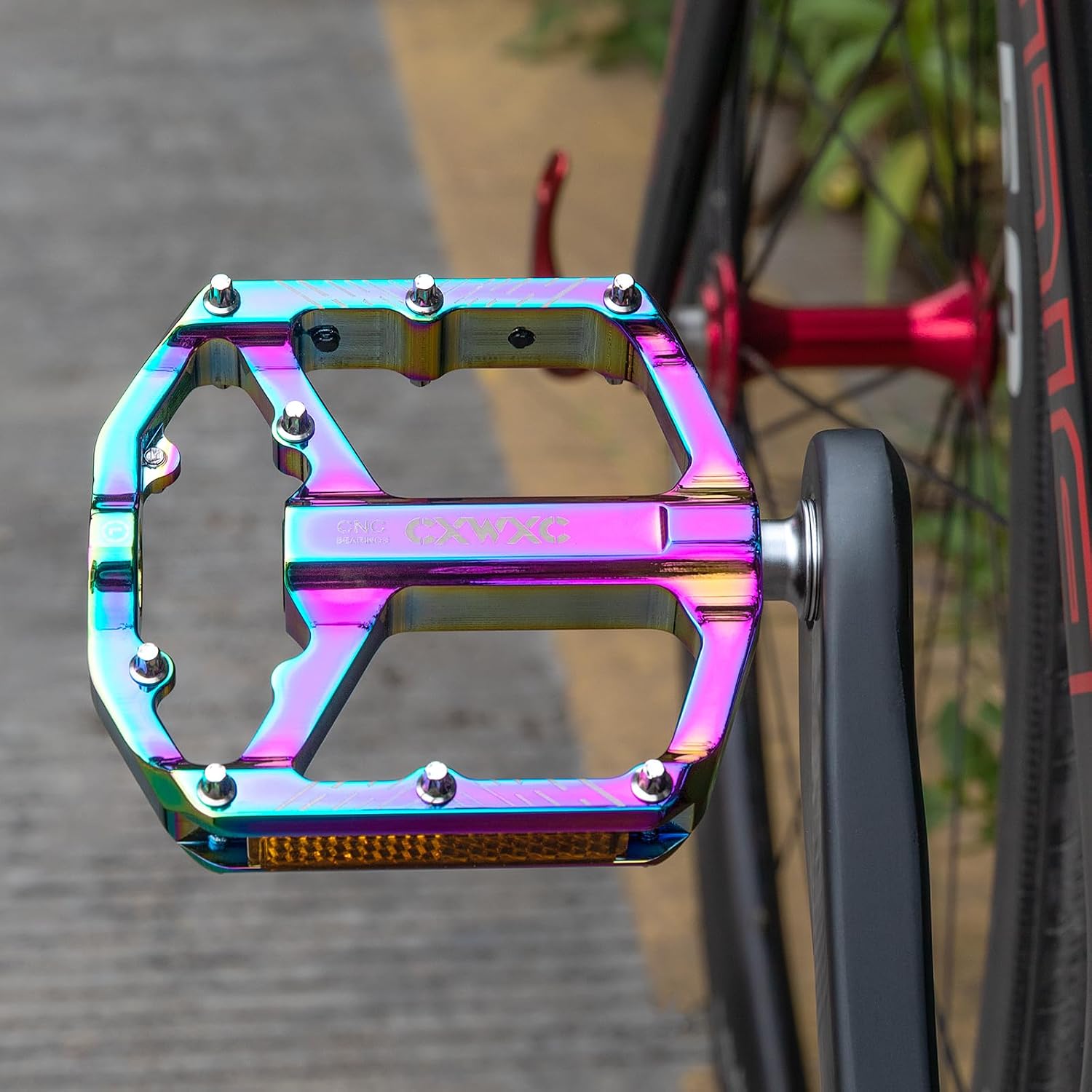 CXWXC Bicycle Pedals with Reflectors 9/16 Inch CNC MTB Pedals - Image 2