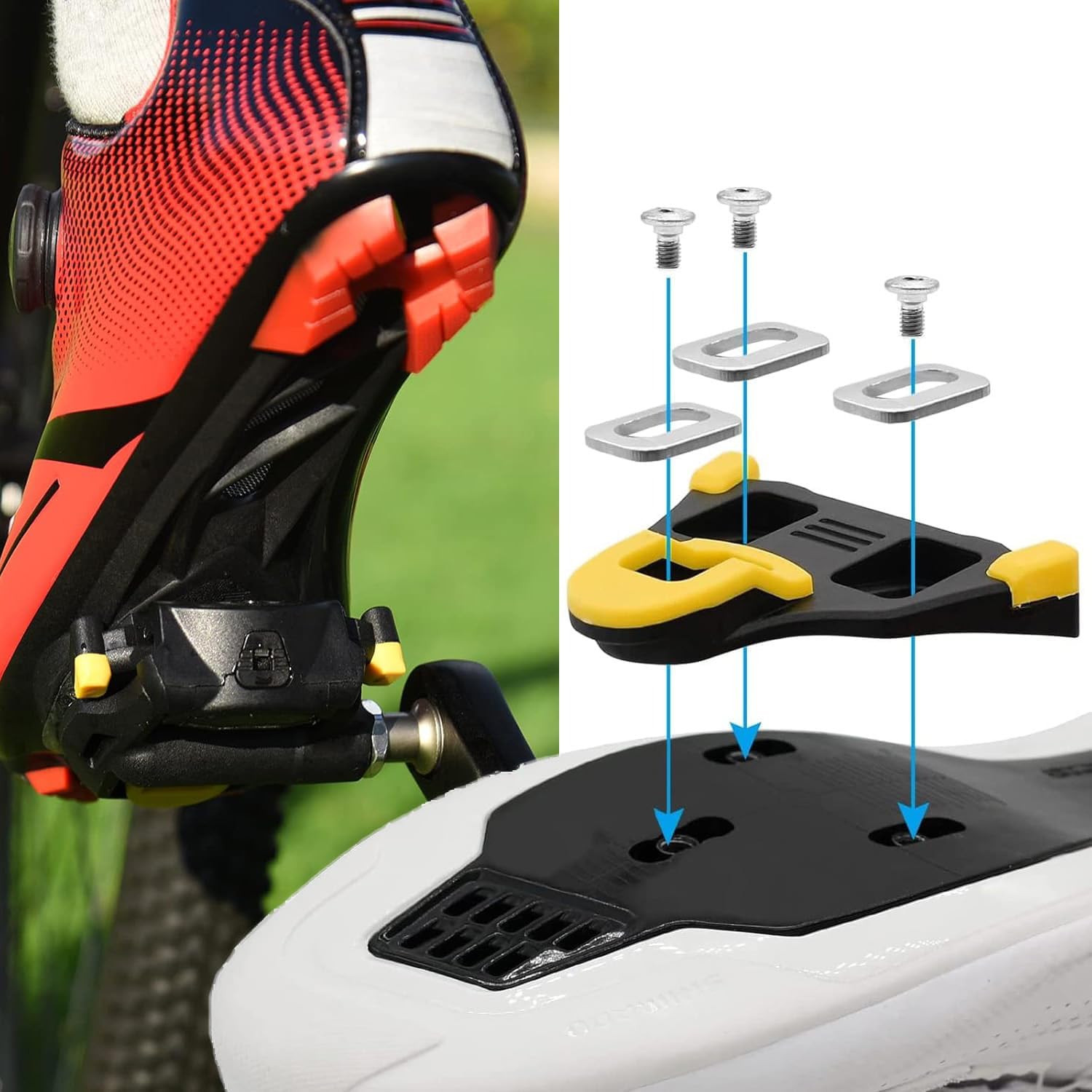 Road Bike Pedals, Clipless SPD SL System Pedals Cleats Set - Image 3