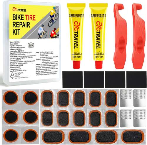 Puncture Repair Kit Bike Tyre, High Performance Puncture Repair Patches, Bike Puncture Repair Kit Includes 20 PCS Puncture Repair Patches, 2 Crowbars, Suitable for Mountain Bikes, Road Bikes