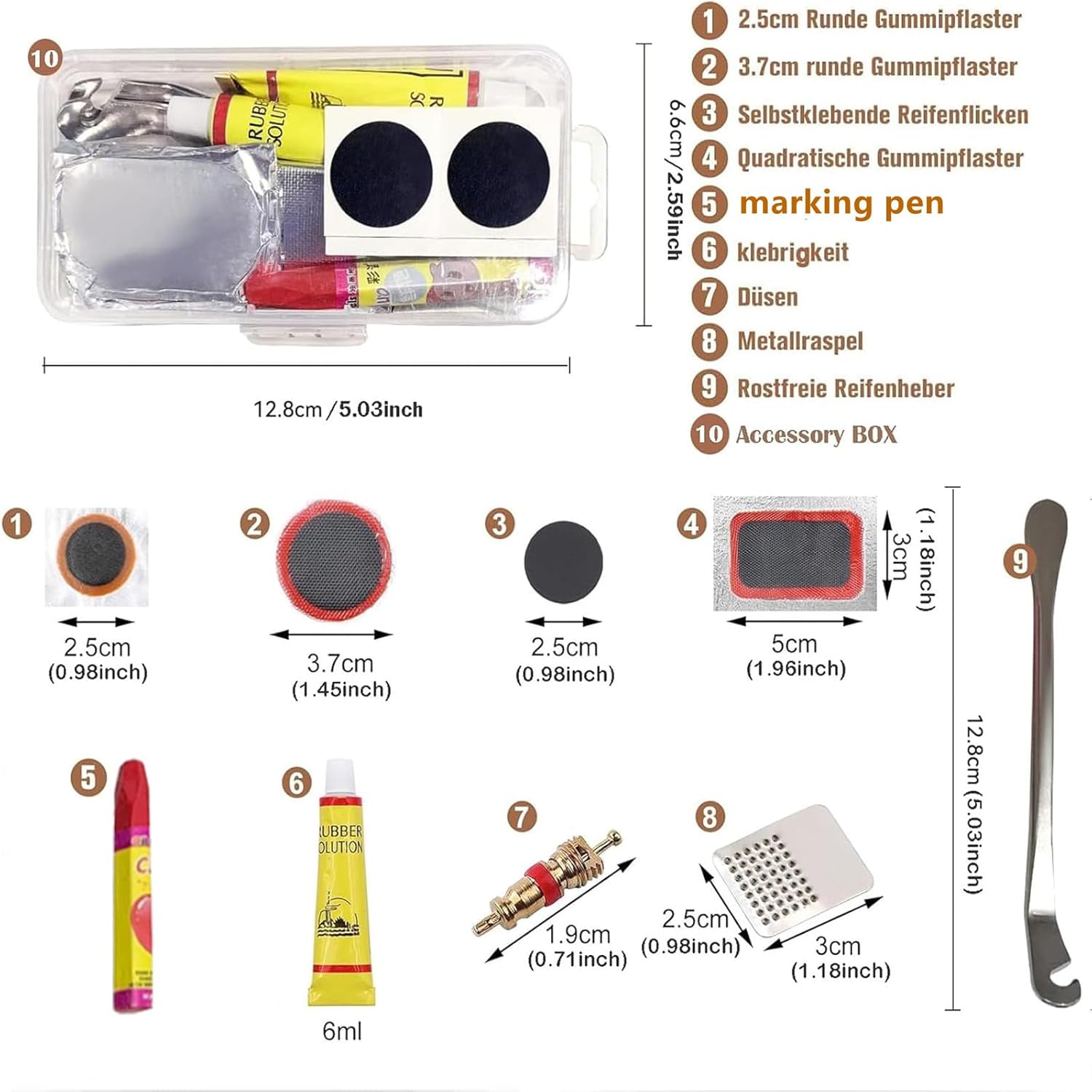 56-79 PCS Bike Tyre Puncture Repair Kit & Storage Case - Image 4