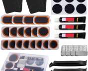 Puncture Repair Kit, Puncture Repair Kit Bike Tyre with 18PCS Vulcanizing Patches,Glueless Patchs,Metal Rasp,Lever,Sandpaper for Cycling, Motorcycle, BMX, ATVs