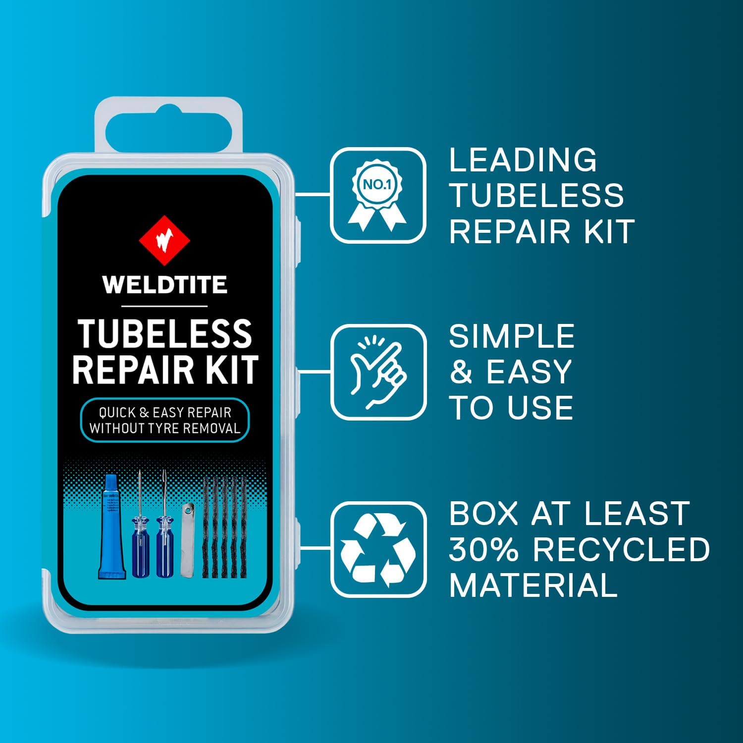 WELDTITE Tubeless Tyre Repair Kits and Sealant for Bikes - Image 3