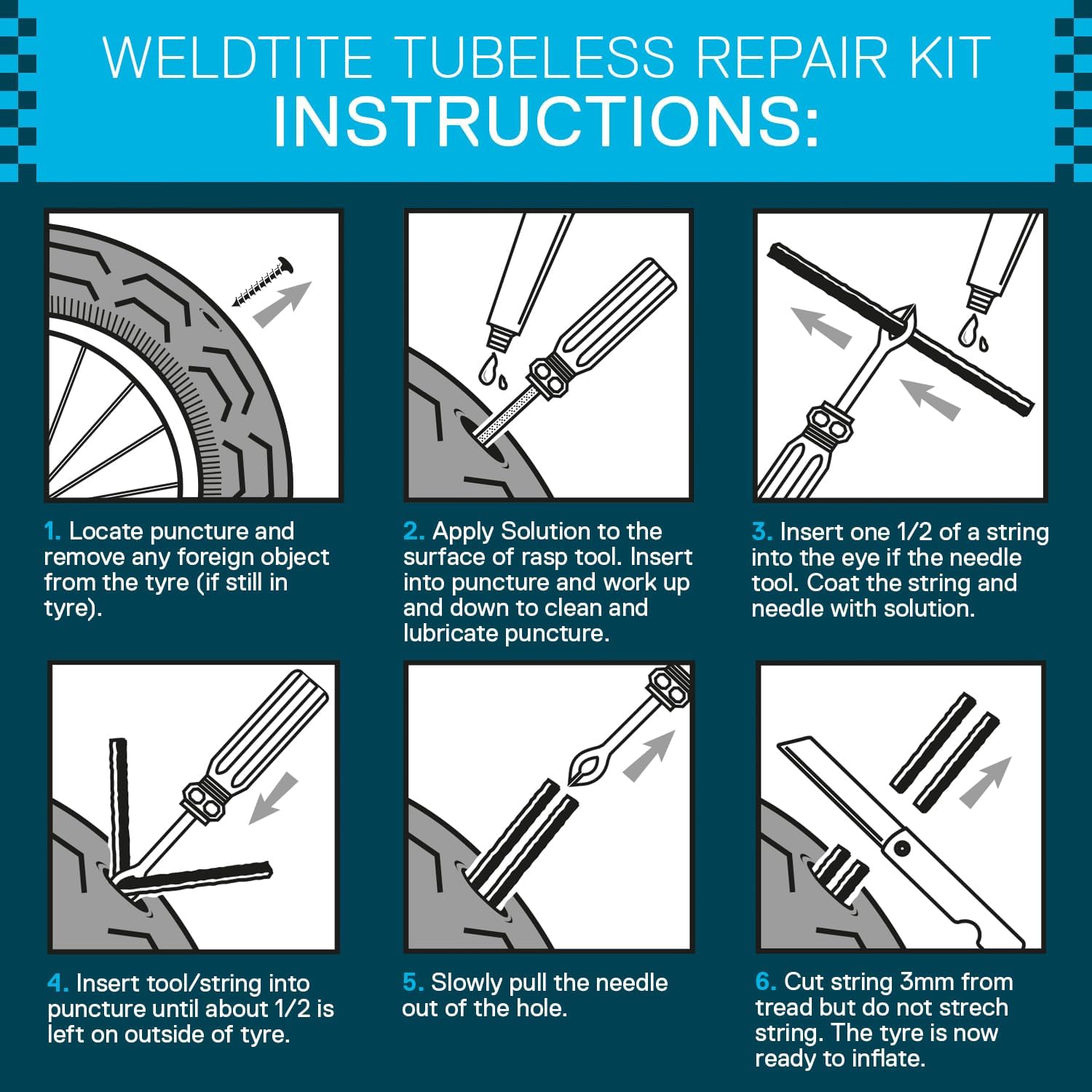 WELDTITE Tubeless Tyre Repair Kits and Sealant for Bikes - Image 4