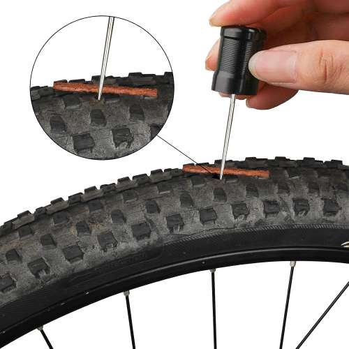 Oumers Tubeless Bike Tire Repair Tool Kit, Bike Tire Punctures with 5PCS Bacon Strips Plus Insertion Tool Tire Repair Fork Reamer