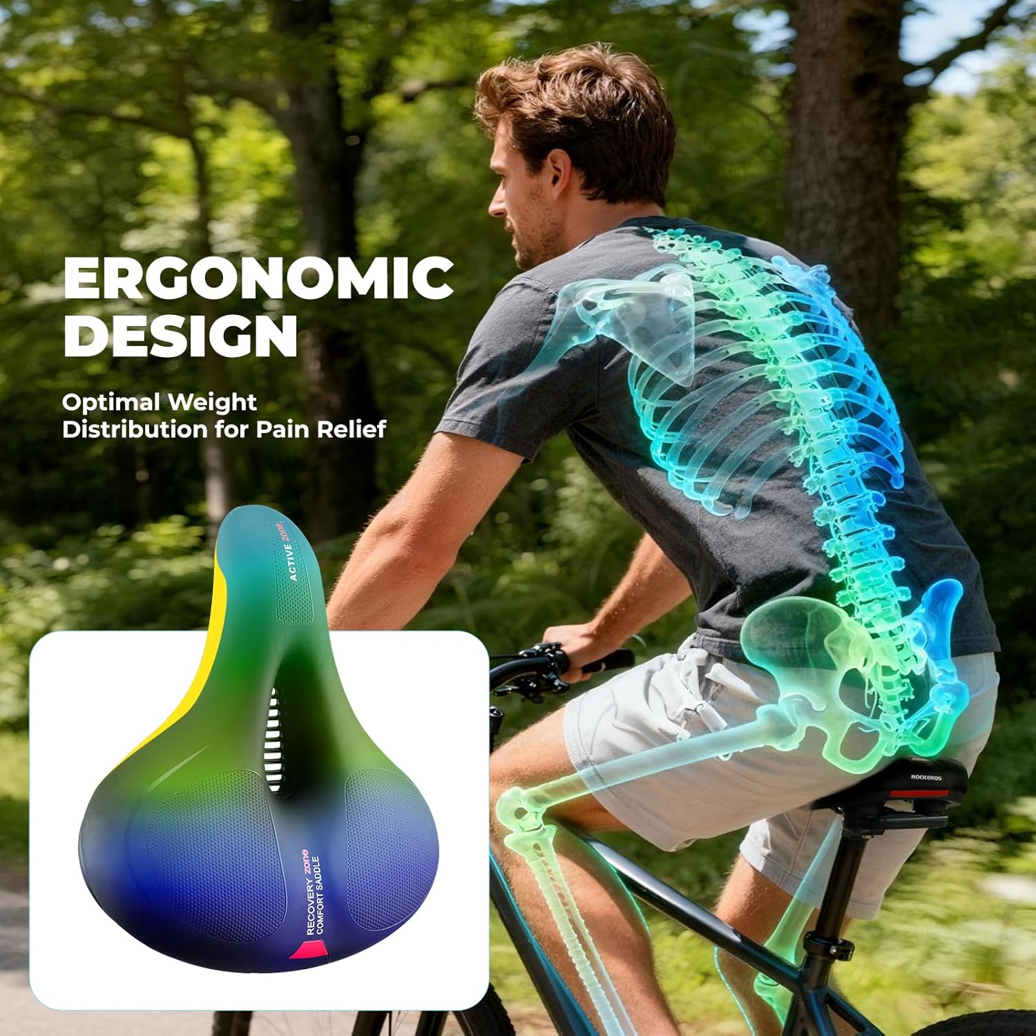 ROCKBROS Bike Seat Cushion Comfortable Soft Bicycle Saddle - Image 4