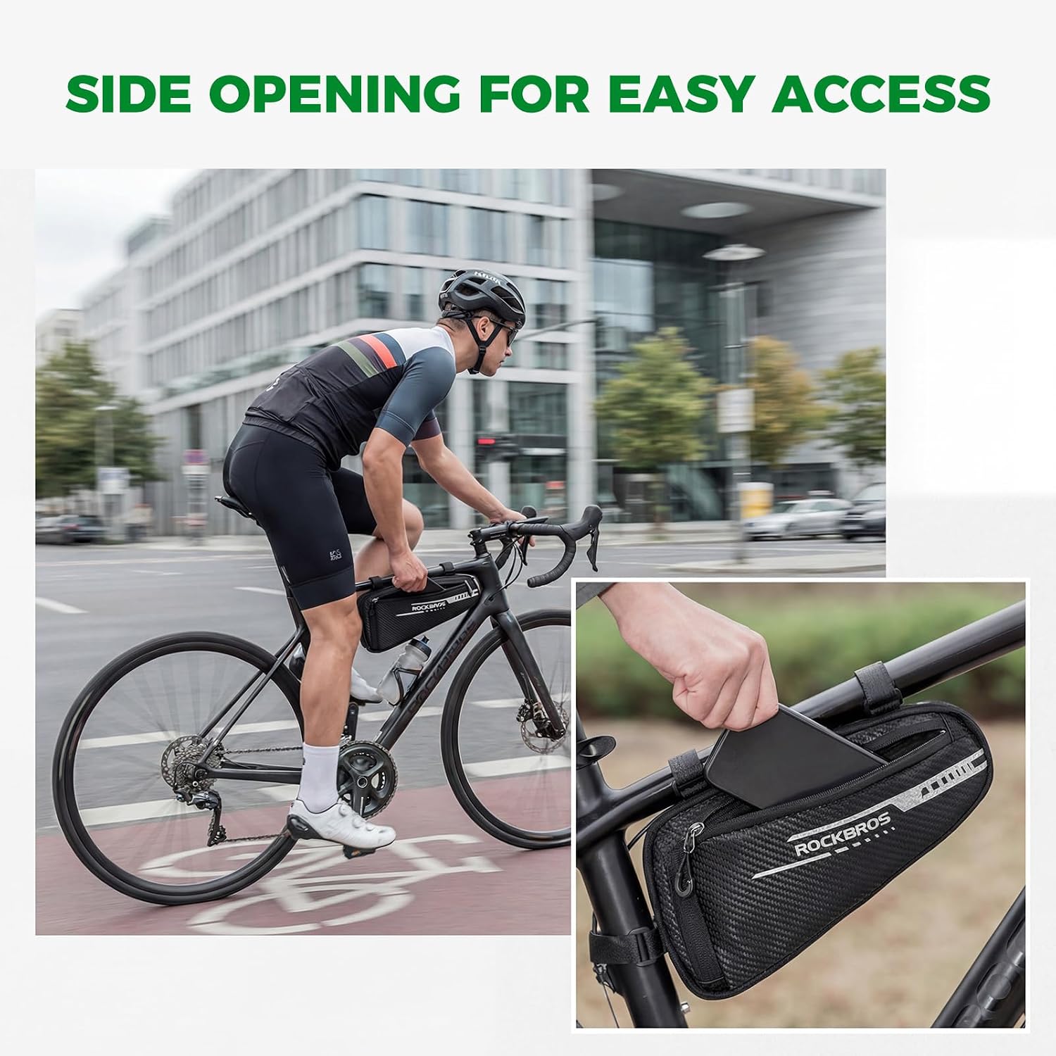 ROCKBROS Bike Triangle Frame Bag Reflective Under Pouch - Image 3