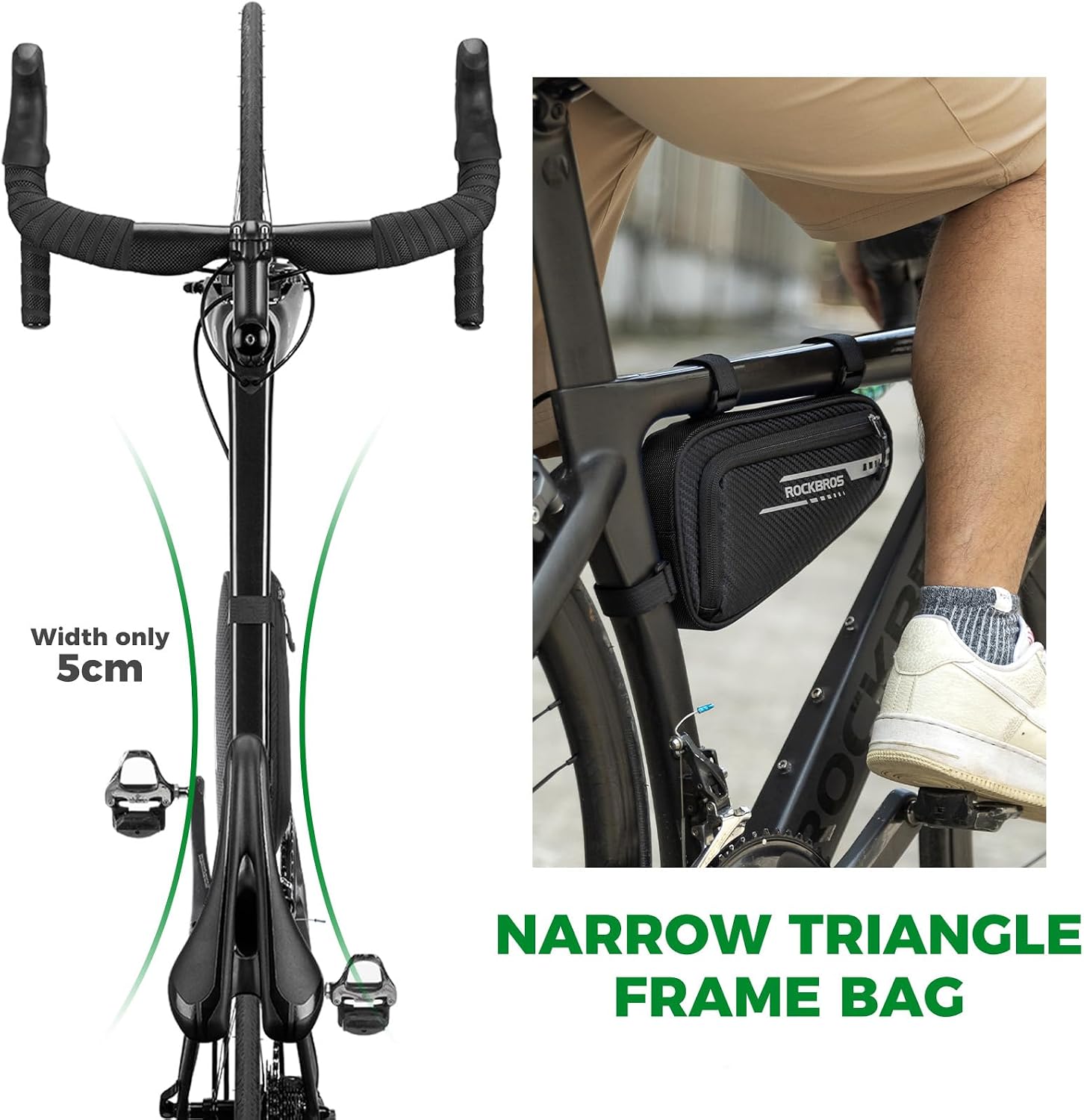 ROCKBROS Bike Triangle Frame Bag Reflective Under Pouch - Image 6