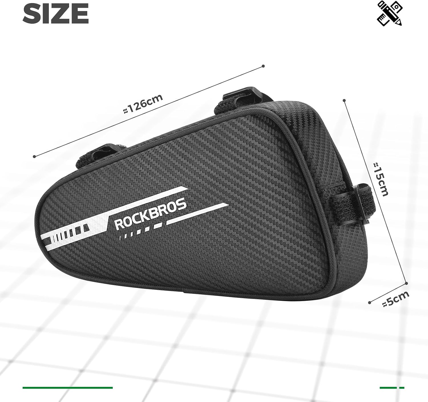 ROCKBROS Bike Triangle Frame Bag Reflective Under Pouch - Image 8