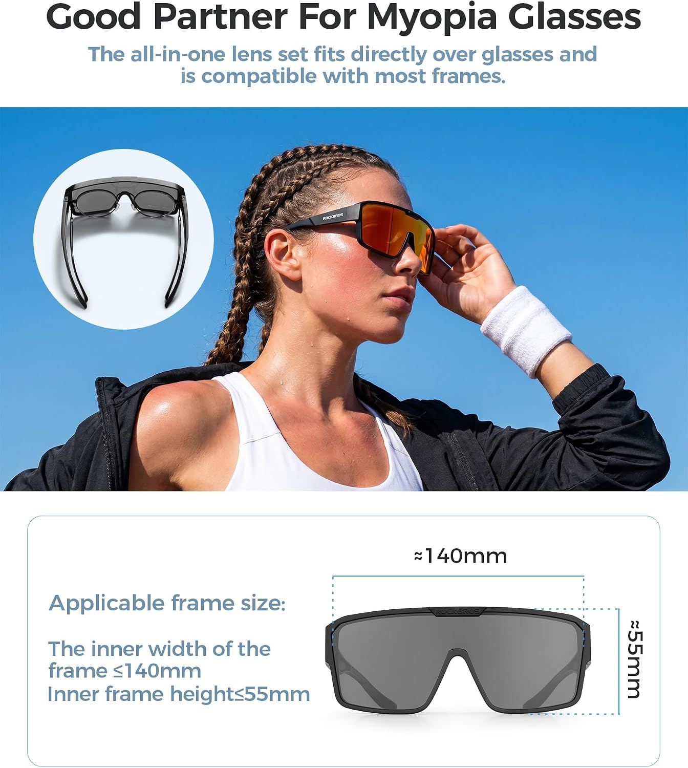 ROCKBROS Polarized Sunglasses Fit Over Glasses - Image 3