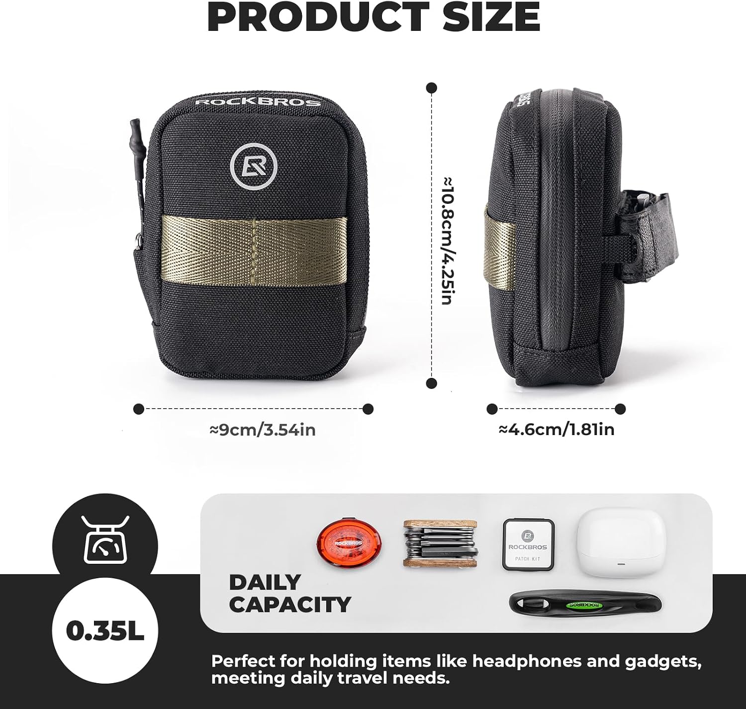 ROCKBROS Compact & Lightweight Bike Saddle Bag - Image 6