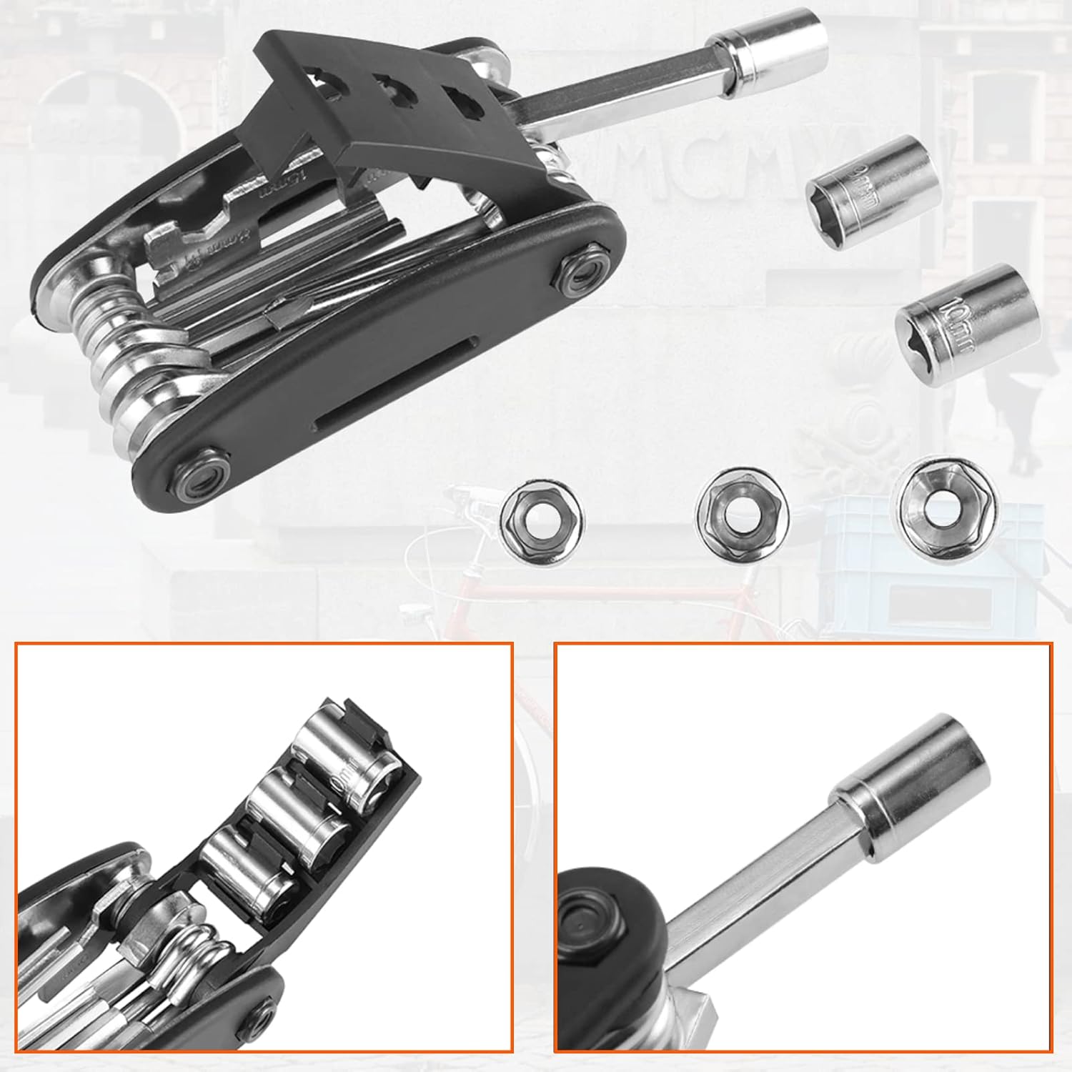 ROCKBROS Comfort & Repair Bike Saddle 16-in-1 Multi-Tool - Image 4