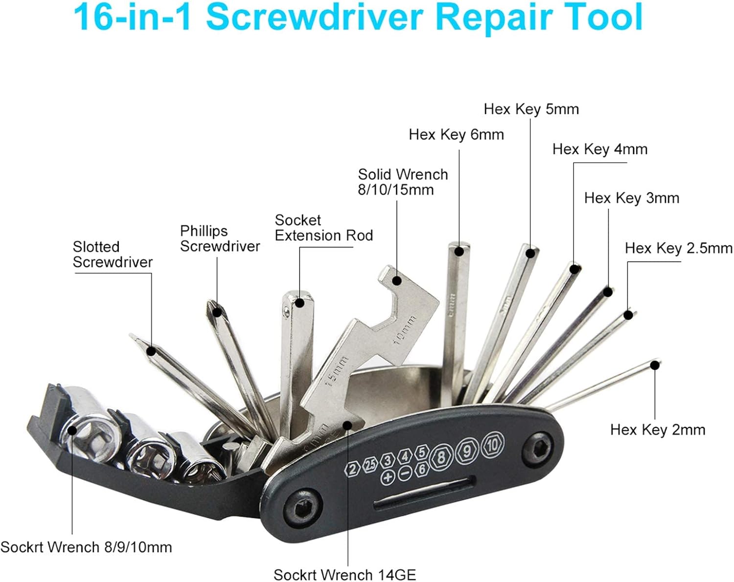 CHUMXINY Bike Repair Kit, 16-in-1 Repair Tool - Image 4
