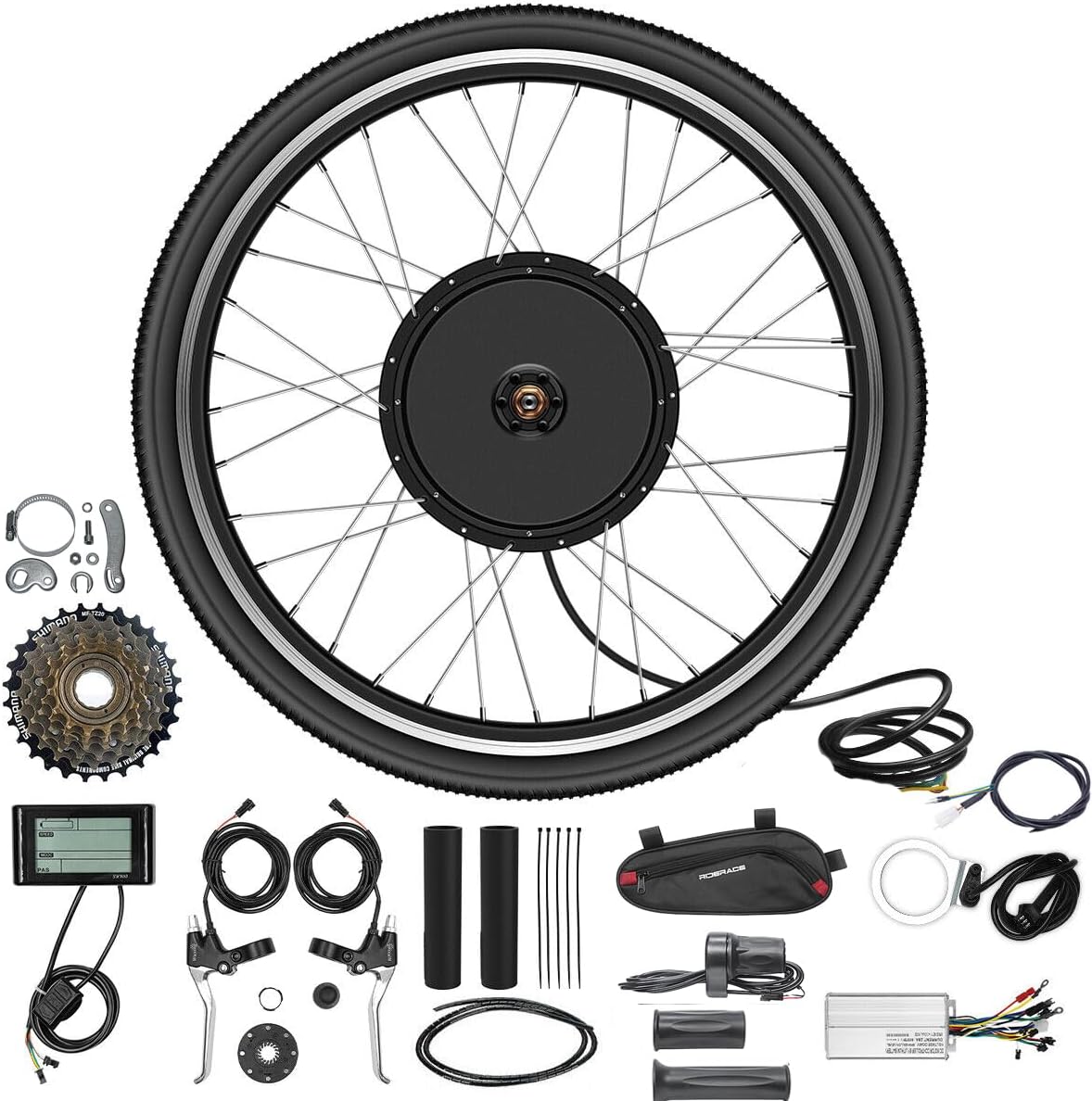 48V 27.5" 29'' 30A Controller Rear wheel Electric Bikes Conversion Kit Hub Motor, Electric Bicycle Motor,E-bike Cycling Hub with Controller, Bike Bicycle Conversion Tool Kit 7-speed Cassette