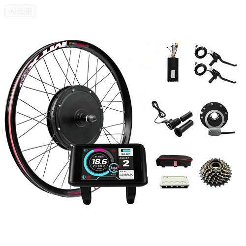 48V 27.5'' 45A Controller Rear wheel Electric Bikes Conversion Kit Hub Motor, Electric Bicycle Motor,E-bike Cycling Hub with Controller, UKC1 Screen,Bike Bicycle Conversion Tool Kit 7-speed Cassette
