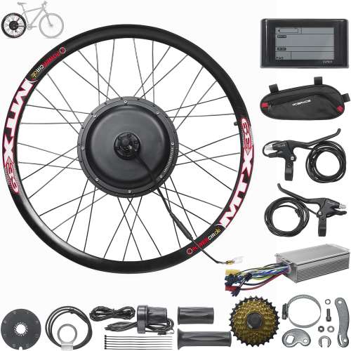 48V 27.5 Inch 30A Controller MTX Rim Rear Wheel E-Bike Conversion Kit, Electric Bicycle Motor Kit with LCD Display & PAS, Programmable Brushless Gearless Motor, Waterproof cable for Mountain Bike