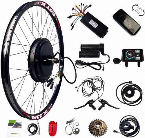 52V 26'' 45A Controller Rear Wheel Electric Bikes Conversion Kit with UKC Color Screen & XT150 Connector, E-Bike Cycling Hub Motor Drive System Compatible with MTX, UK Stock Fast Local Delivery