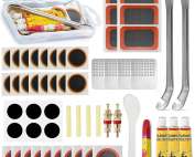 56-79 PCS Bike Tyre Puncture Repair Kit with Self-Adhesive Patches, Glue, Tyre Levers, Portable Storage Case for Road, Mountain, Commuter Bikes & Motorcycles