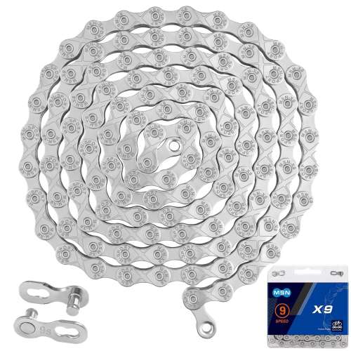 9-Speed Bike Chain, 116 Links, Compatible with 9-Speed Systems, for Road Bikes and MTBs, Durable & Lightweight Alloy Steel