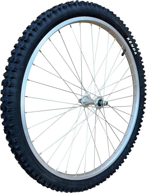 Baldys 26" Silver Alloy Front Mountain Bike Wheel + Tyre & Tube