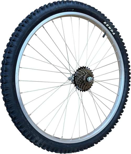 Baldys 7 Speed 26" Silver Alloy Rear Mountain Bike Wheel + Tyre & Tube
