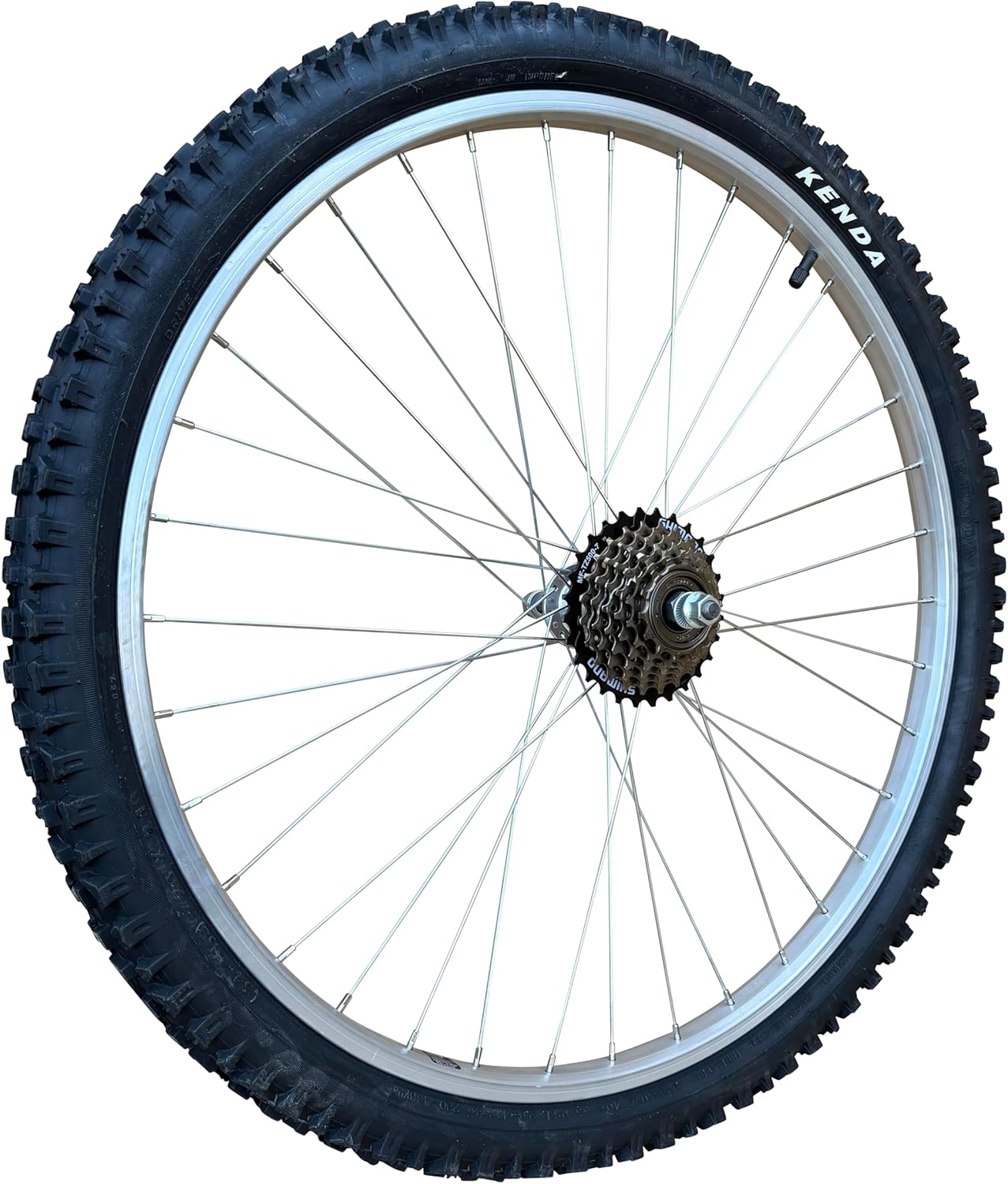 Baldys 7 Speed 26" Silver Alloy Rear Mountain Bike Wheel + Tyre & Tube