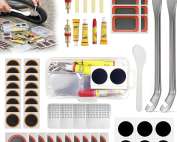 Bike Puncture Repair Kit, Bike Repair Kit, Portable Inner Tube Patch Set for Cyclists and Inflatable Tire Owners, for Emergency Flat Tire Repairs, with Tire Levers and Storage Case