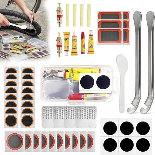 Bike Puncture Repair Kit, Bike Repair Kit, Portable Inner Tube Patch Set for Cyclists and Inflatable Tire Owners, for Emergency Flat Tire Repairs, with Tire Levers and Storage Case