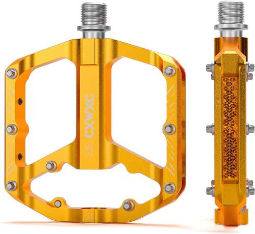 CXWXC Bicycle Pedals with Reflectors 9/16 Inch CNC Aluminium MTB Pedals Lightweight Non-Slip for Mountain Bike, City Bike, Road Bike