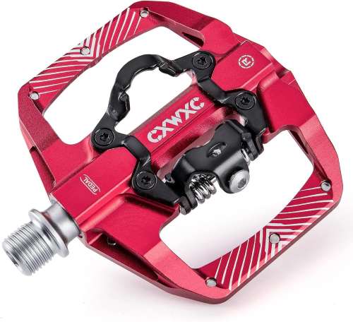 CXWXC Mountain Bike Pedals Dual Function - Dual Sided Pedals Plat & Clipless Pedal - 3 Sealed Bearings, 9/16” Bicycle Platform MTB Pedals
